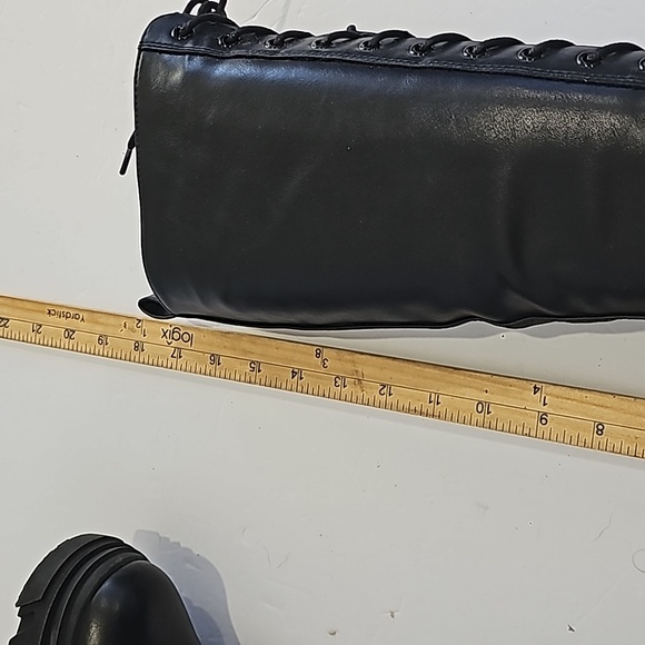 Dream Paris Black Lace Up Chunky Track Sole Knee High Black Boots Size 6 - Picture 16 of 16